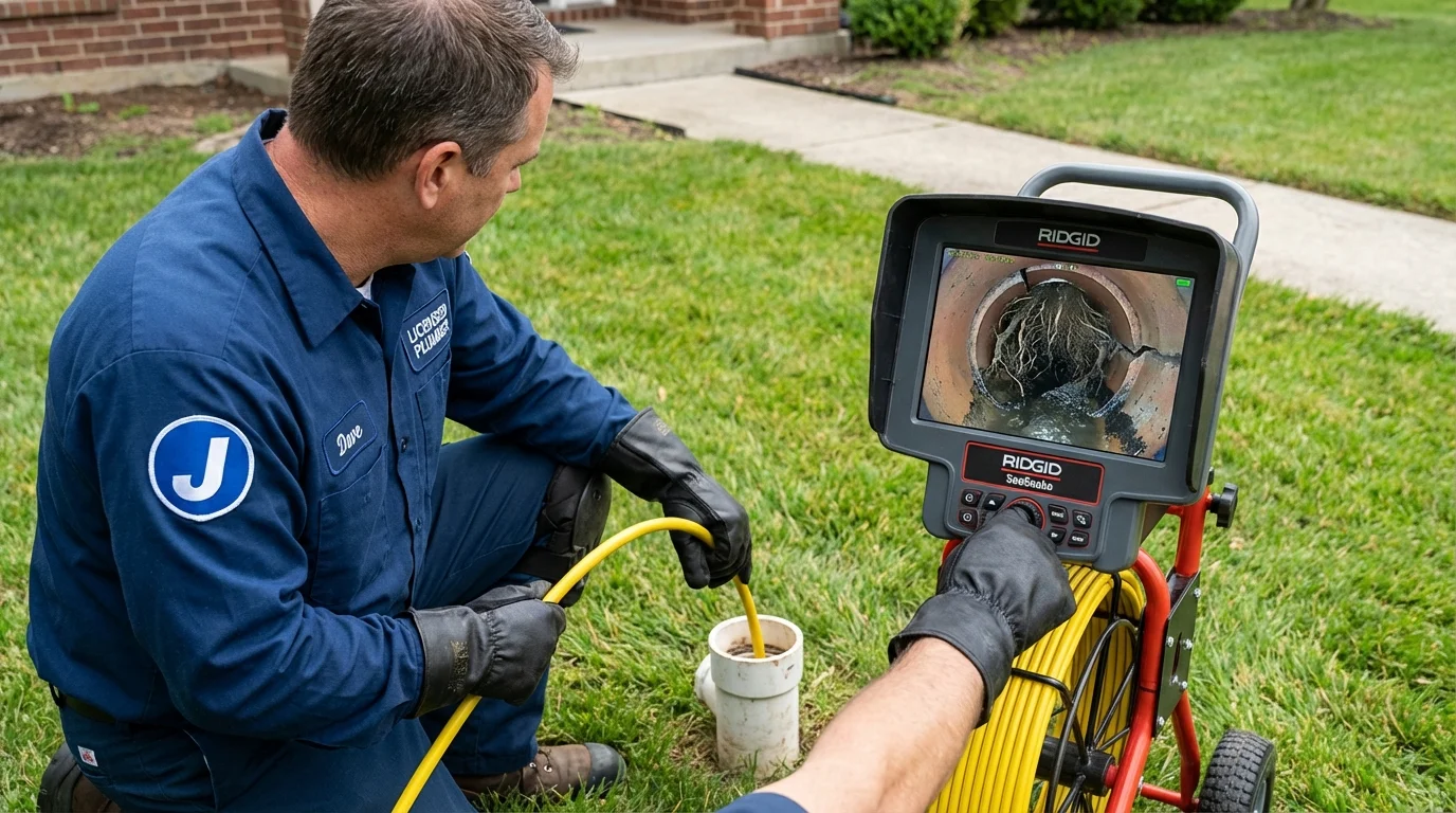 Sewer camera inspection being performed by Johns Plumbing LLC in Limington